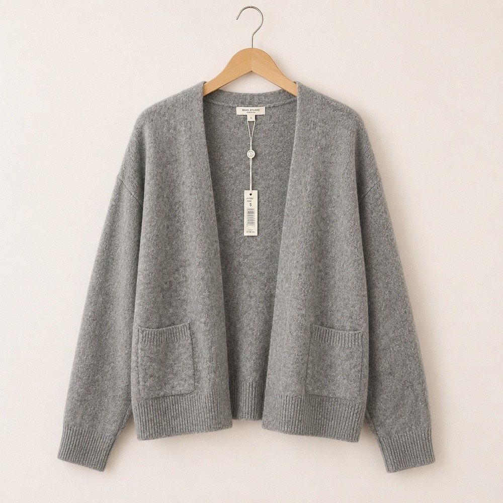 NWT Max Studio London Quiet Luxury Gray Cardigan Women Small Minimalist Cozycore